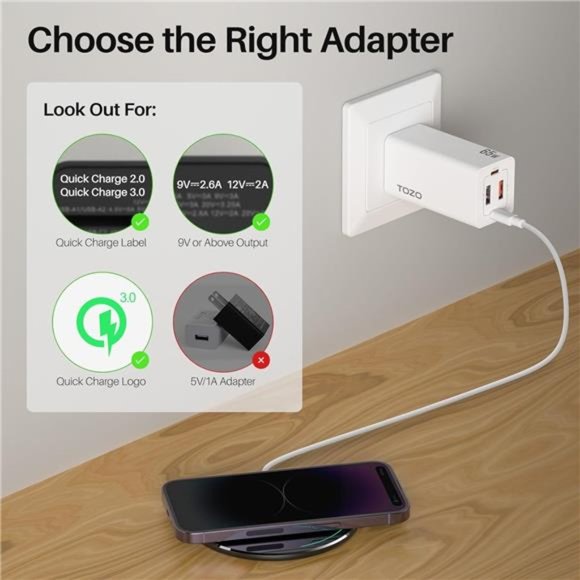 Wireless Charger, 10W Qi-Certified Fast Charging Pad with Aviation Aluminum - Picture 6 of 7